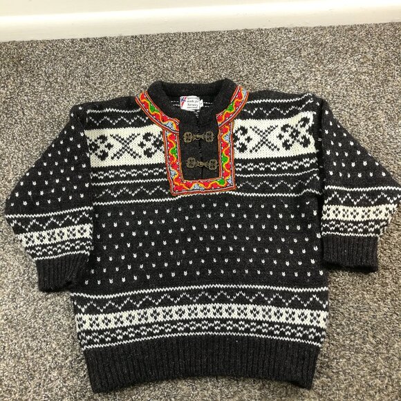 Vintage Other - Vintage Fair Isle Sweater Wool Specially Made Norway Pewter Clasp Nordic